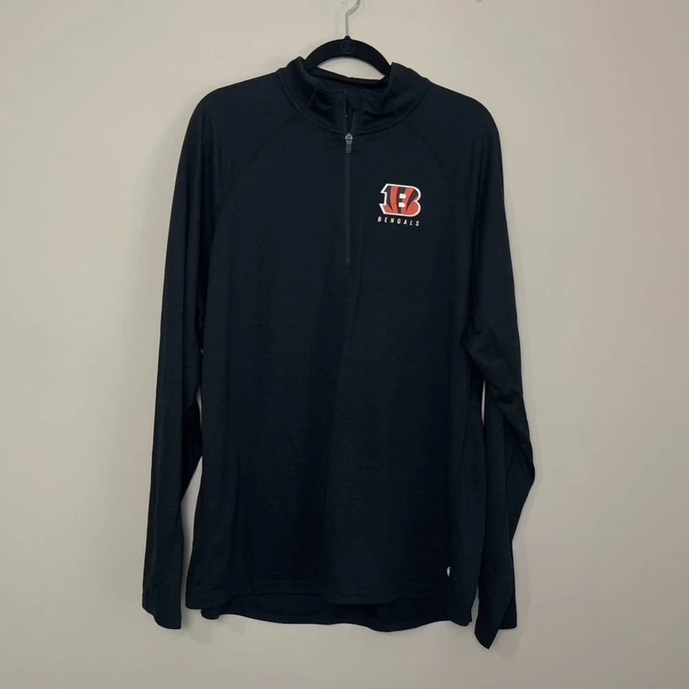 NFL Cincinnati Bengals Quarter‎ Zip Pullover Performance Athletic Long Sleeve XL